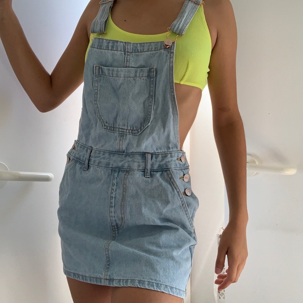 Denim skirt overalls